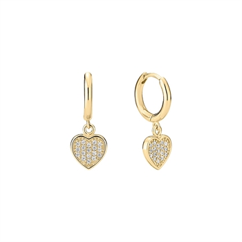 Lund Copenhagen heart zirconia earrings gold plated sterling silver