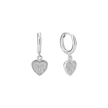 Lund Copenhagen Creol heart zirconia silver earrings 15 mm