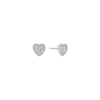 Stud Earrings heart 8x8 mm zirconia 925,
