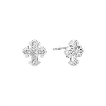 Stud Earrings cross 10x9 mm zirconia 925,
