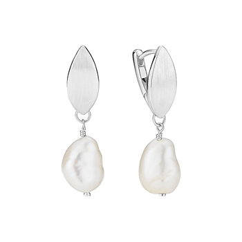 Lund Copenhagen freshwater pearl drop earrings in sterling silver