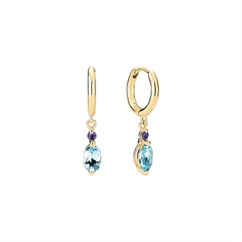 Lund Copenhagen Creol earrings in gold-plated silver with topaz and iolite