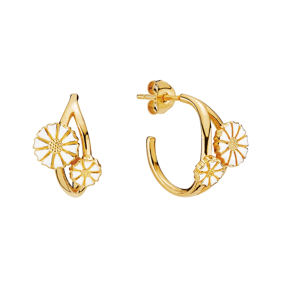 9095008-4-M - Lund Copenhagen Marguerite 5 mm and 7.5 925 sterling silver Earrings 24 carat gold plated, model 9095008-4-M at Watch and Jewelry Shop - Your Danish Watch and Jewelry connection
