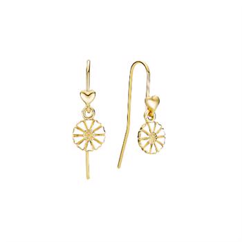 Lund Copenhagen Marguerite 925 sterling silver Earrings 24 ct gold plated with white enamel, model 9095027-2-M