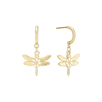Marguerit Dangle Earrings dragonfly 1x5mm gold plated 925 silver,