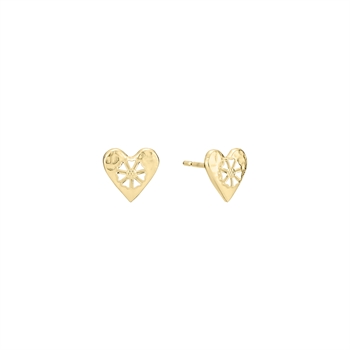 Marguerit Stud Earrings heart 1x5mm gold plated 925 silver,