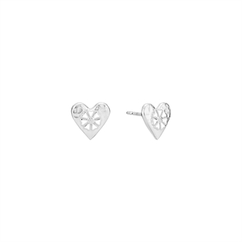 Lund Copenhagen Marguerit heart stud earrings in sterling silver