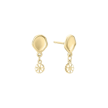Marguerit Stud Earrings organic 1x5mm gold plated 925 silver,