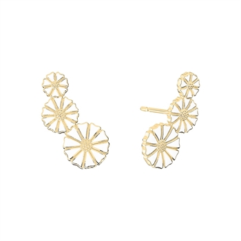 Lund Copenhagen Marguerit earrings gold-plated silver 9+7.5+5 mm