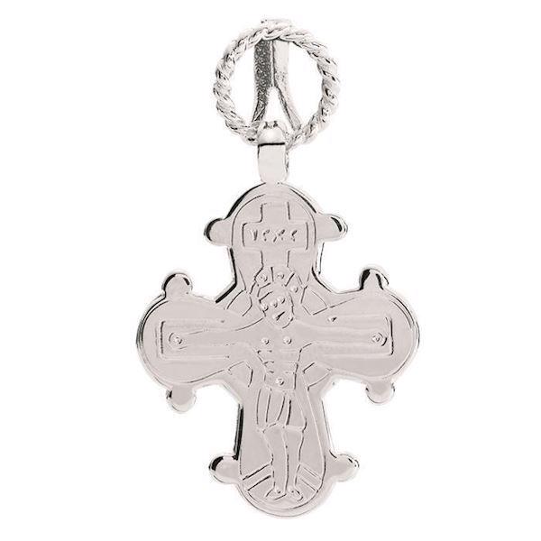 Dagmar Cross pendant from Lund Copenhagen in polished silver, backside for engraving 18 x 16 mm
