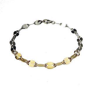 San - Link of joy Satinised Silver Chain design 925 sterling silver bracelet rhodium plated/white/gold plated, model 985357-F3-19