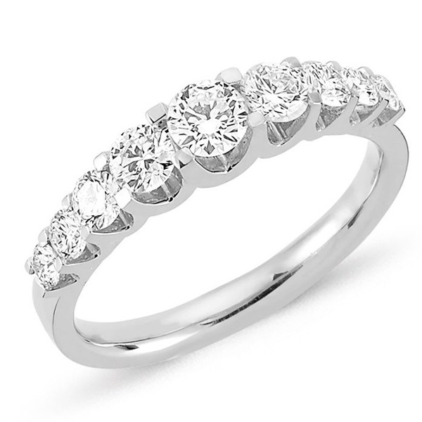 Nuran 14 ct white gold diamond alliance ring, from the Empire ring series with 0.75 ct diamonds Wesselton / SI