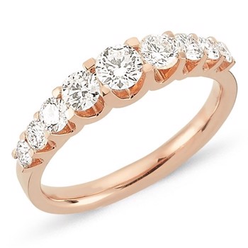 Nuran 14 ct rose gold diamond alliance ring, from the Empire ring series with 1.00 ct diamonds Wesselton / SI
