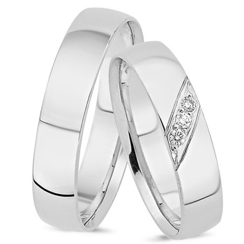 Nuran Love 20th anniversary 9 carat white gold Wedding rings with 0.06 ct diamonds wesselton si