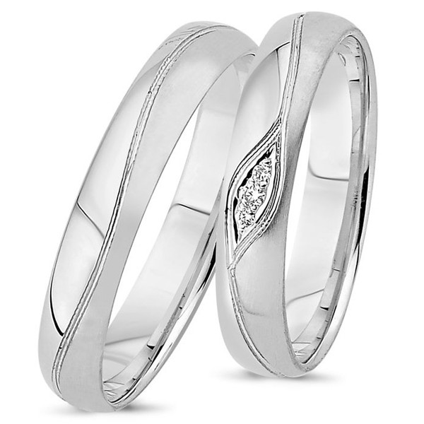 Nuran True Love 14 carat white gold Wedding rings with 0.04 ct diamonds wesselton si