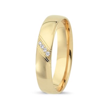 Nuran Love Sweet Love yellow gold Damering med 4 stk diamanter Wesselton SI