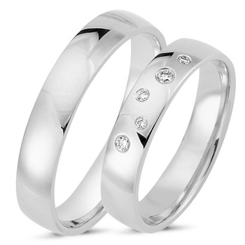 Nuran True Love 14 carat white gold Wedding rings with 0.06 ct diamonds wesselton si