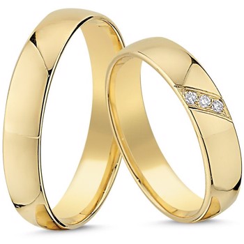 Nuran True Love 14 carat yellow gold Wedding rings with 0.045 ct diamonds Wesselton si