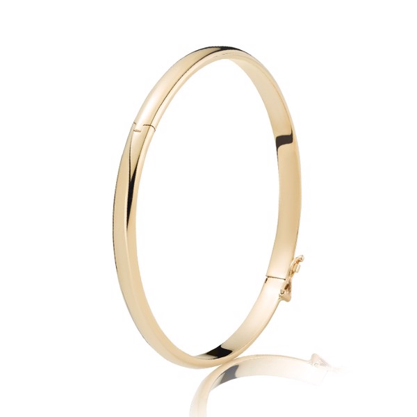 BNH Ladies shiny 14 carat bangle Classic (hollow) in 5 mm wide and a diameter of 5.5 cm