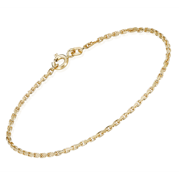 8 ct Anchor Facet Gold Bracelet, 21 cm and 1.6 mm (Thread 0.60)