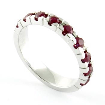 3,5 mm Classic eternity ring in 14 carat white gold with 9 rubies
