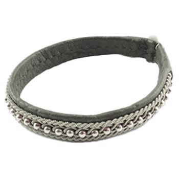 BeChristensen Hella Handwoven Sami Bracelet in grey with silver beads 19 cm