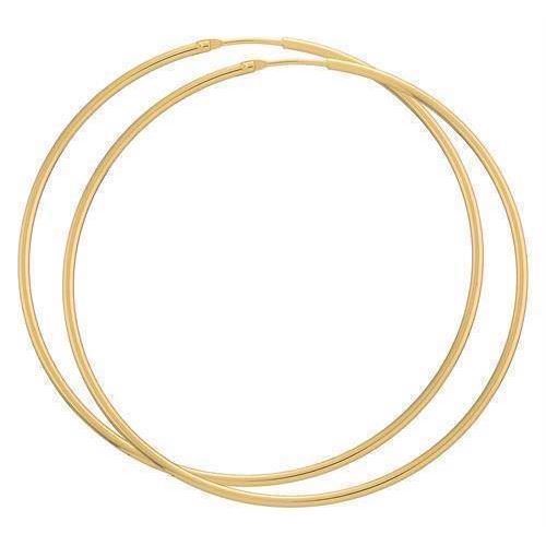 BNH Ladies Shiny Gold Plated Sterling Silver Ear Creoles, Ø 80 mm x 2.0 mm