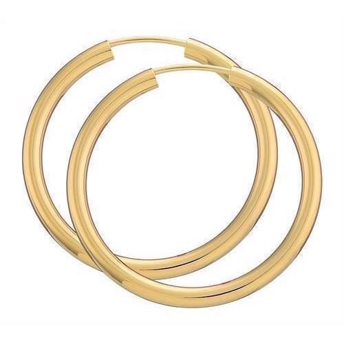 BNH Ladies shiny gold plated sterling silver Ear creoles, Ø 30 mm x 2.5 mm