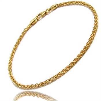 14 carat Wheat necklace, 55 cm and 1.3 mm