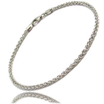 14 carat white gold wheat chain bracelet, 18½ cm and 1.7 mm