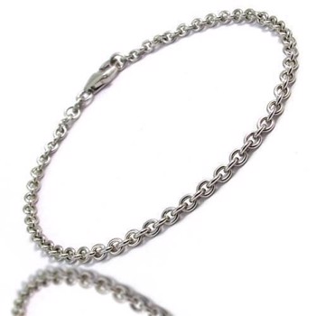 14 ct White Gold Round Anchor Necklace, 50 cm and 1.5 mm