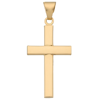 Wide post cross from BNH in polished 14 ct gold, Large - 21.5 x 34 mm