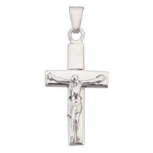 Wide post cross with Jesus from BNH in shiny sterling silver, Small - 13 x 21 mm