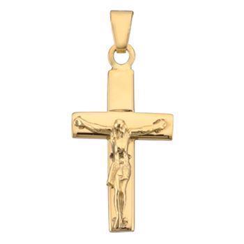 Wide post cross with Jesus from BNH in polished 8 carat, Small - 13 x 21 mm