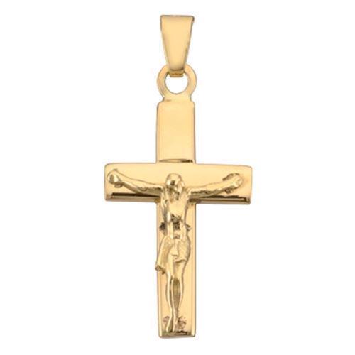 Wide post cross with Jesus from BNH in polished 14 carat, Small - 13 x 21 mm