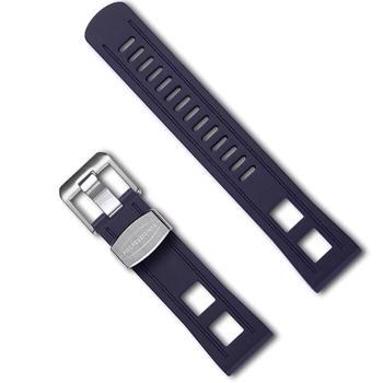 Crafter Blue Blue luxury rubber watch strap, 22 mm wide, 200 mm long and choose from, silver, gold or black buckle