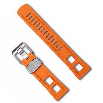 Crafter Blue Orange luxury rubber watch strap, 22 mm wide, 200 mm long and choose from, silver, gold or black buckle