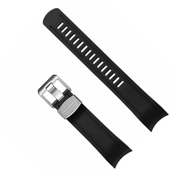Crafter Blue Black luxury rubber watch strap for Seiko Shogun line. Choose from, silver, gold or black buckle