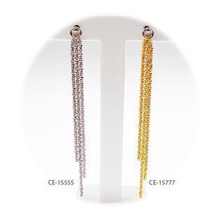 San - Link of joy Ads On - diamond 925 Sterling Silver Earrings gold plated, model CE-15777
