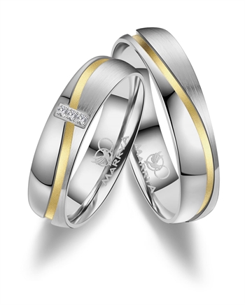 Marrya Rustfri stål med 14 kt forgyldning, weddingrings, ES-15-D+H