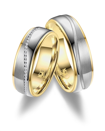 Marrya Rustfri stål med 14 kt forgyldning, weddingrings, ES-22-D+H