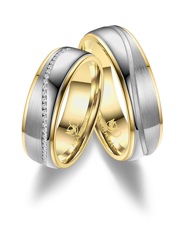 Marrya Rustfri stål med 14 kt forgyldning, weddingrings, ES-22-D+H