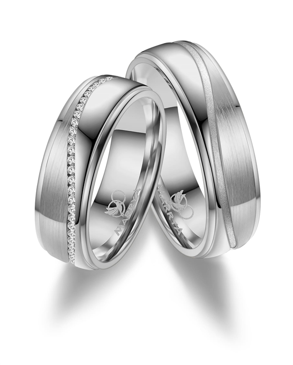 Marrya Rustfri stål, weddingrings, ES-26-D+H