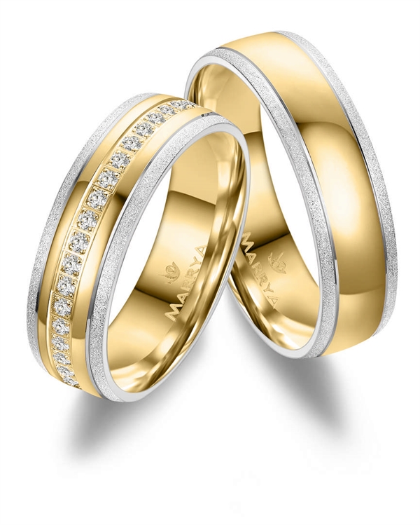 Marrya Forgyldte rustfri stål med mønster., weddingrings, ES-36-D+H