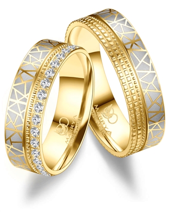 Marrya Rustfri stål med 14 kt forgyldning, weddingrings, ES-37-D+H