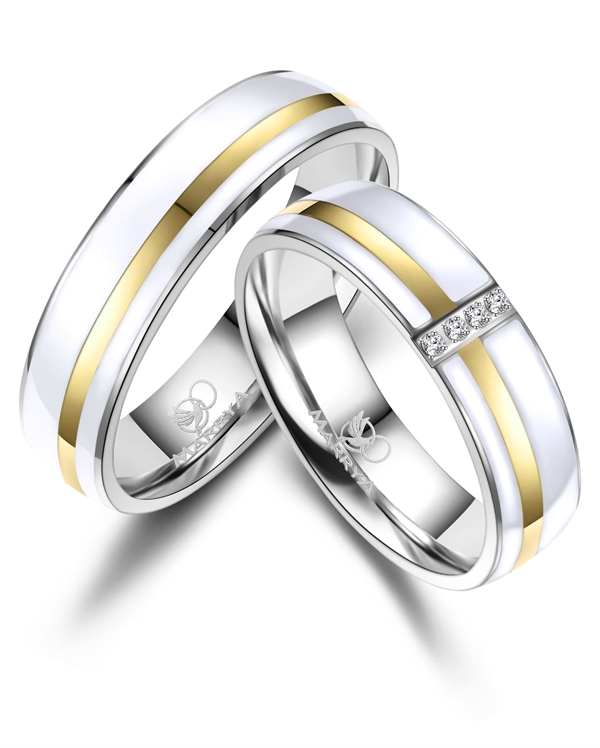 Marrya Rustfri stål med 14 kt forgyldning, weddingrings, ES-39-D+H