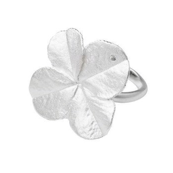Flora Danica silver four-leaf clover ring large