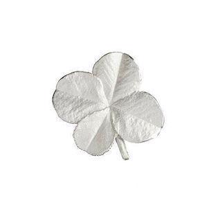Flora Danica Matte silver four-leaf clover brooch