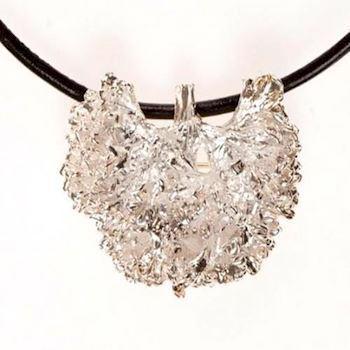 Flora Danica Silver parsley brooch/pendant leather chain
