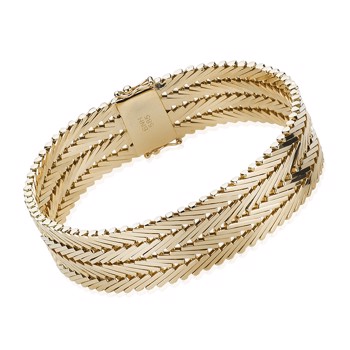 Geneva bracelet in 14 carat solid gold, 18½ cm and 2 rows (15.0 mm)